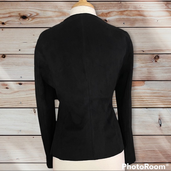 ADRIENNE VITTADINI black draped open front faux suede blazer/jacket - Picture 2 of 4